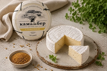 Сыр мягкий Камамбер с двойными сливками с пажитником 150г, 50%