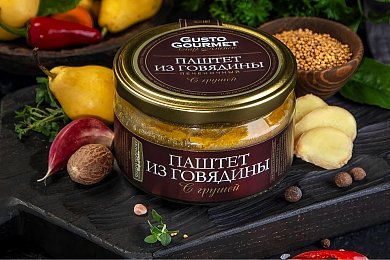 Паштет из говядины с грушей печеночный Густо Гурмэ, 180г