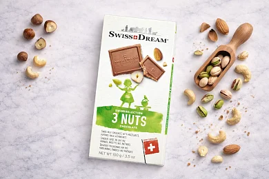 Шоколад молочный 3 вида орехов Swiss Dream 100г