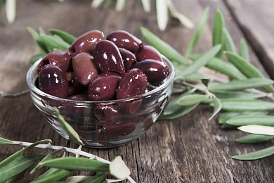 Оливки Каламата c/к в рассоле jumbo Ophellia, 370мл стеклянная банка, Греция