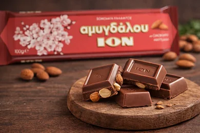Шоколад молочный с цельным миндалем, ION 100г