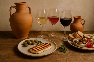 Вечер 23 января — Настроение-Греция: амфоры и сыр на гриле